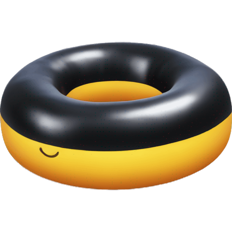 Single Shiny black pool floatie ring isolated laying flat emoji