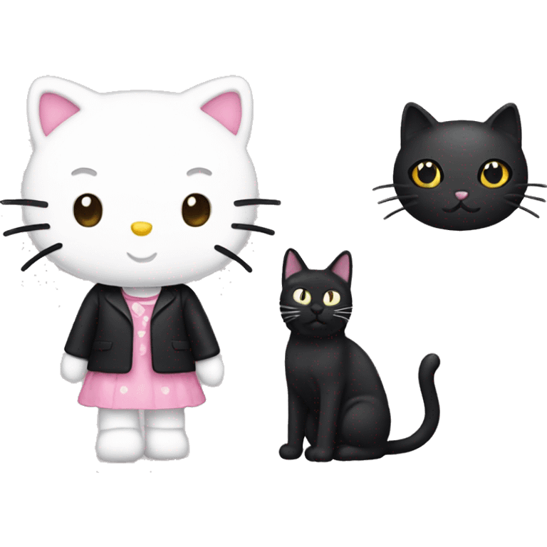 Hello kitty with a black cat  emoji