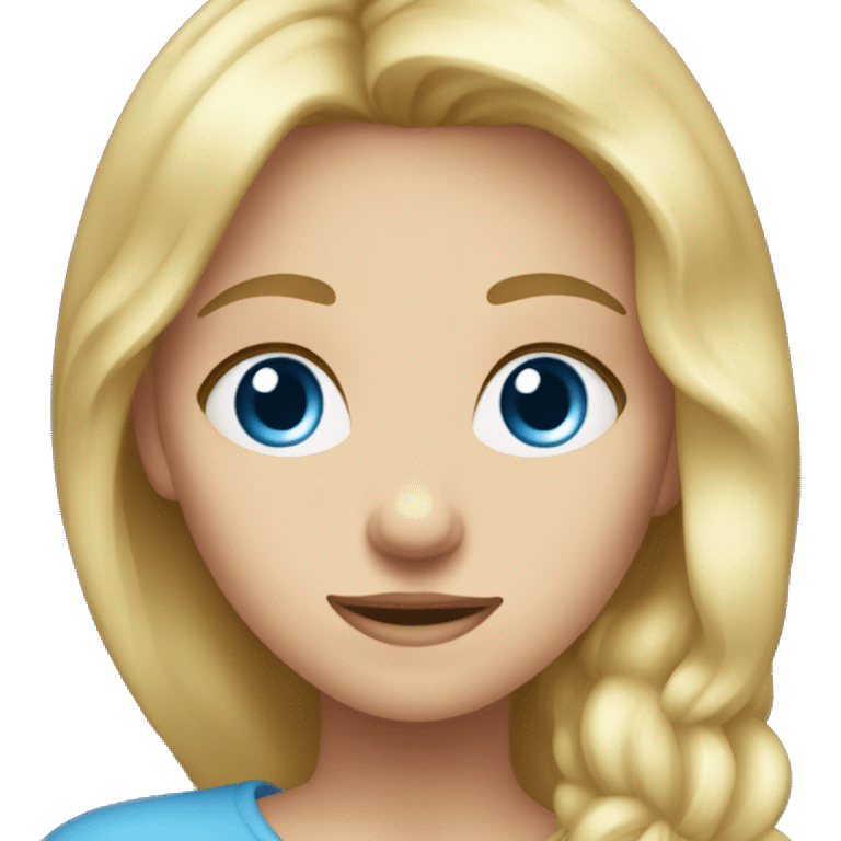 Blonde girl with blue eyes saying pleaseeee emoji