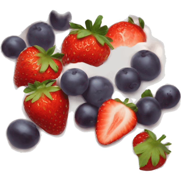 fruit yogurt bowl with strawberries and grapes emoji