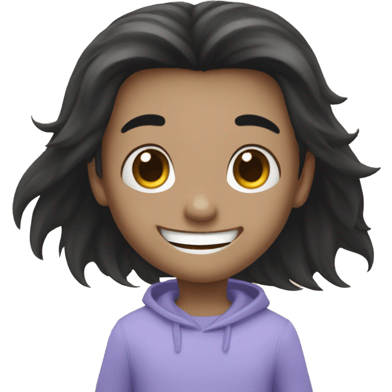 happy boy with long black hair emoji