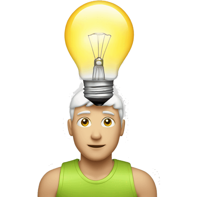 white man with light bulb over his head emoji