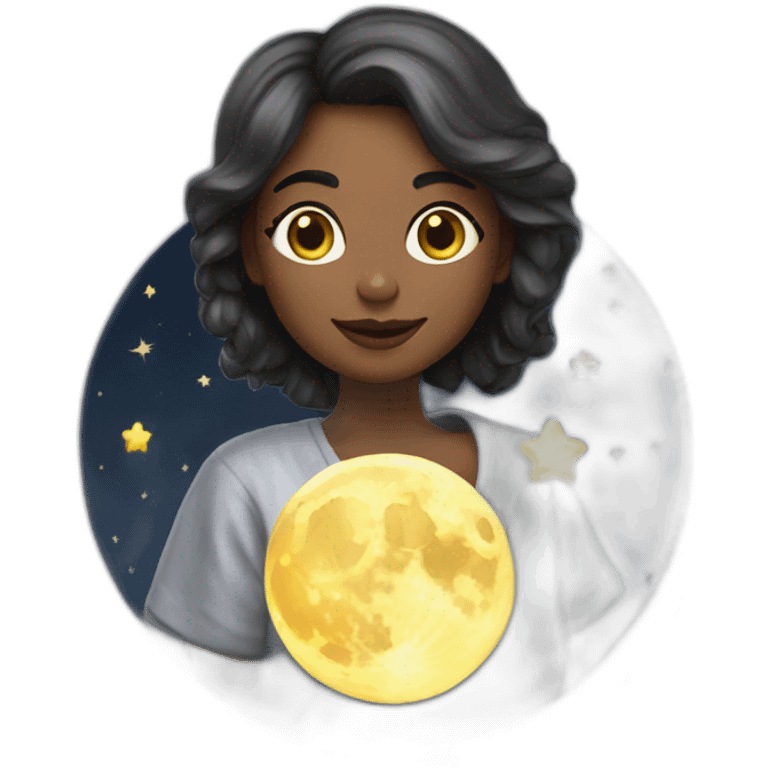 Fille sur lune emoji