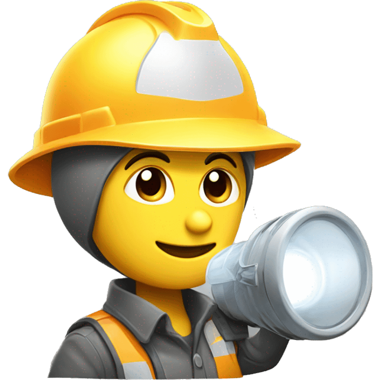 flashlight character with hard hat one  emoji