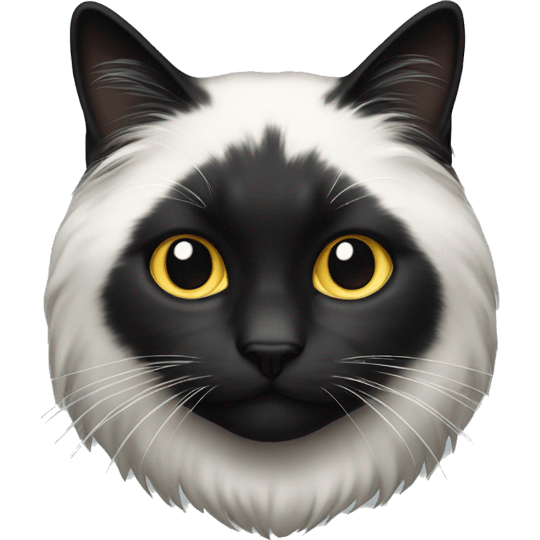 half black and half white long hair cat emoji