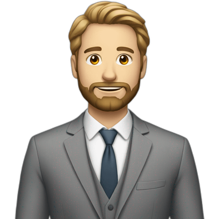 30 year old white man with beard and gray suit emoji