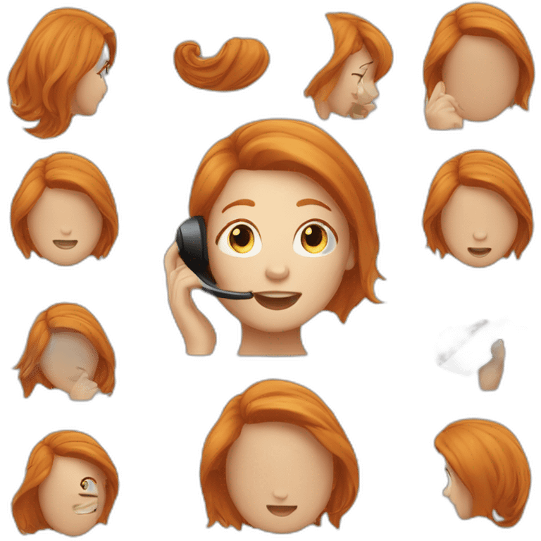 ginger-colored hair woman talking on phone emoji