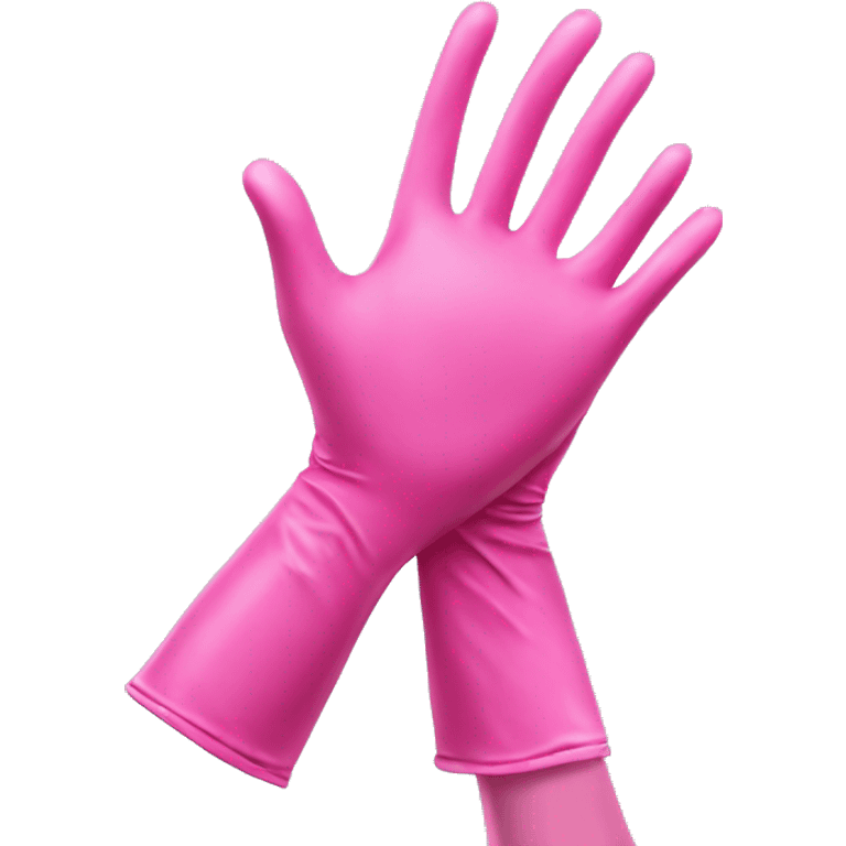 Realistic pink latex gloved hands isolated.  emoji