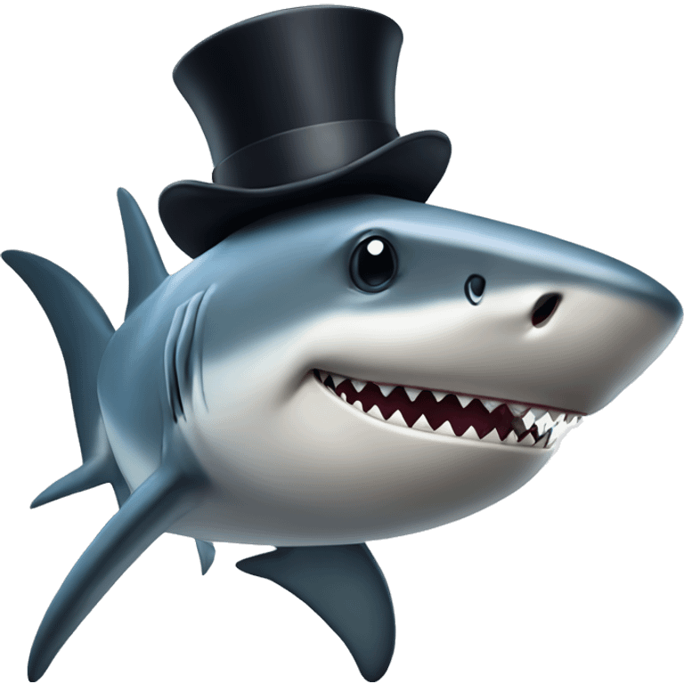 Shark with a top hat emoji