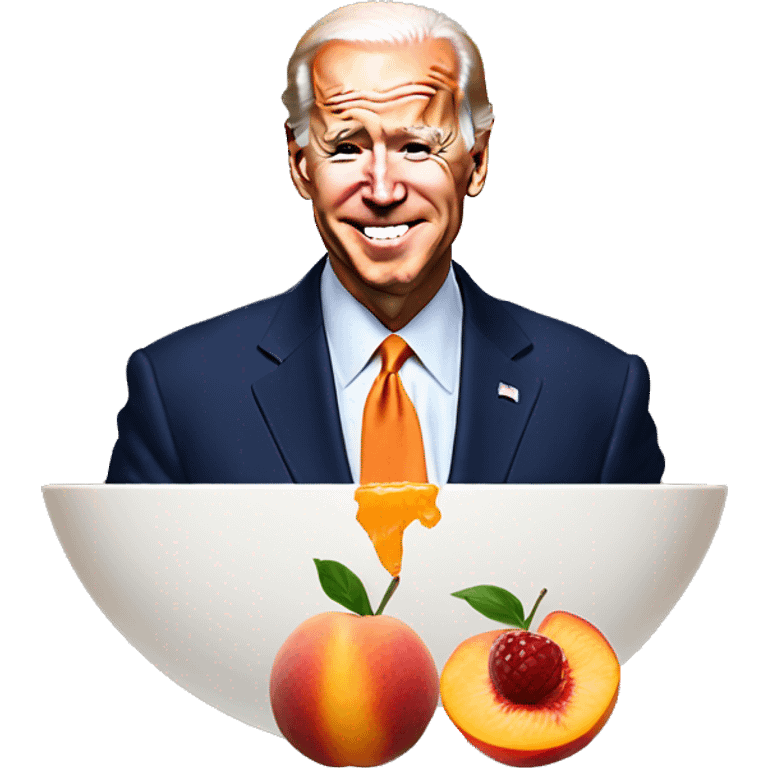 Joe Biden eating a peach emoji