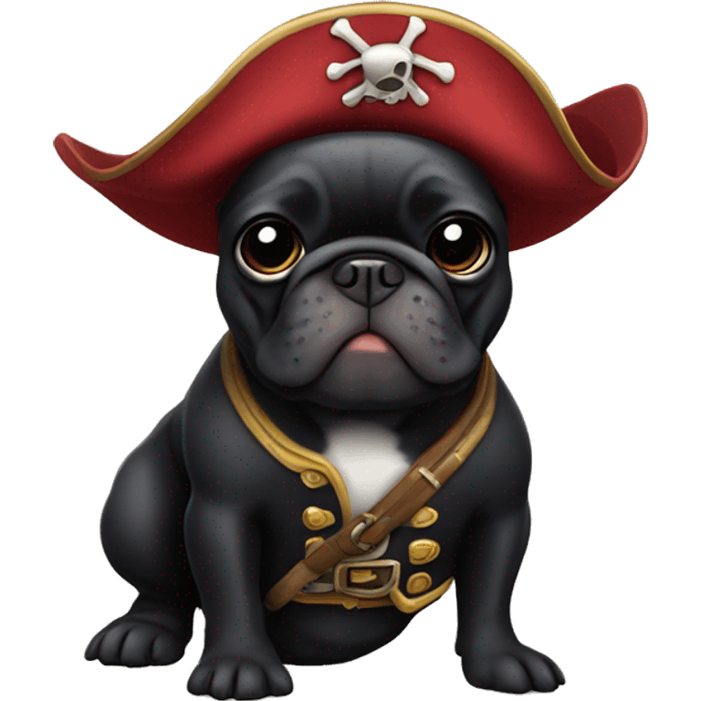 black French bulldog in a pirate costume emoji