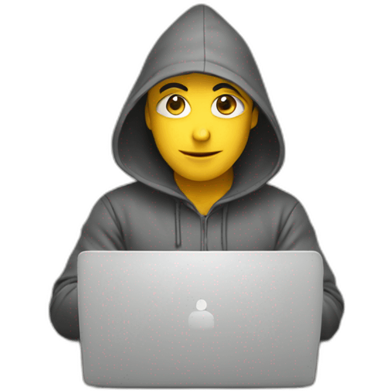 computer programmer using laptop with hood emoji