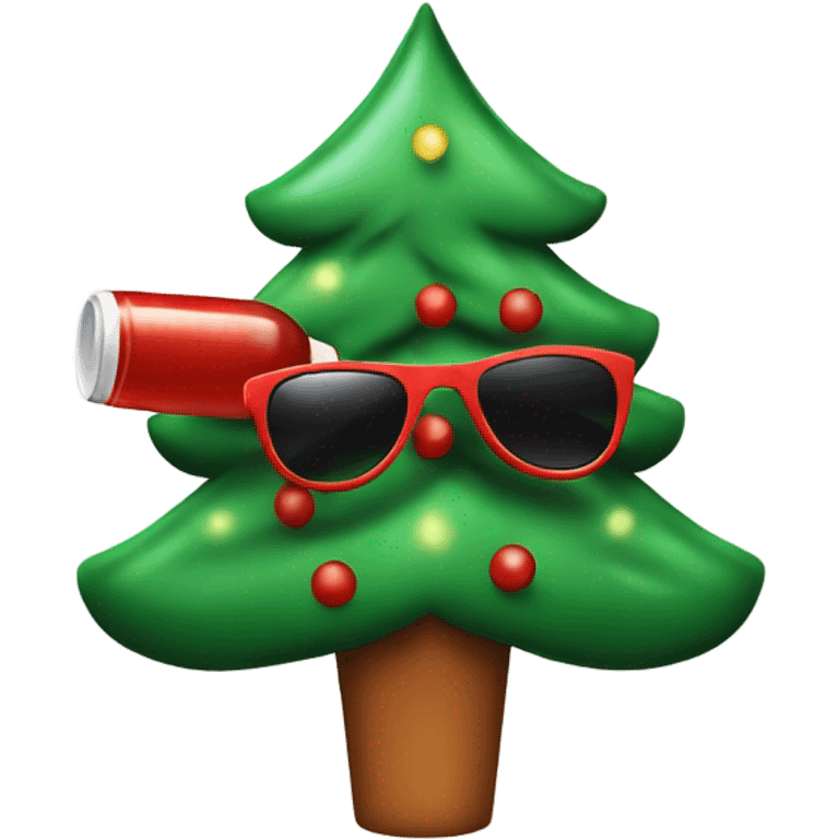 Christmas tree with sunglasses and a bottle of ketchup  emoji