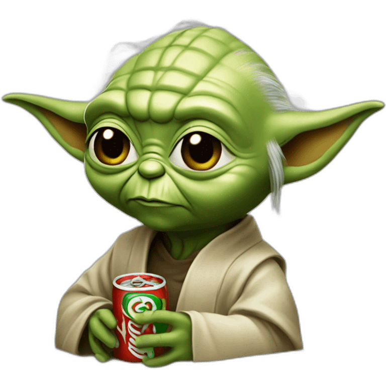 Yoda qui boit un coca en jouant à la play emoji