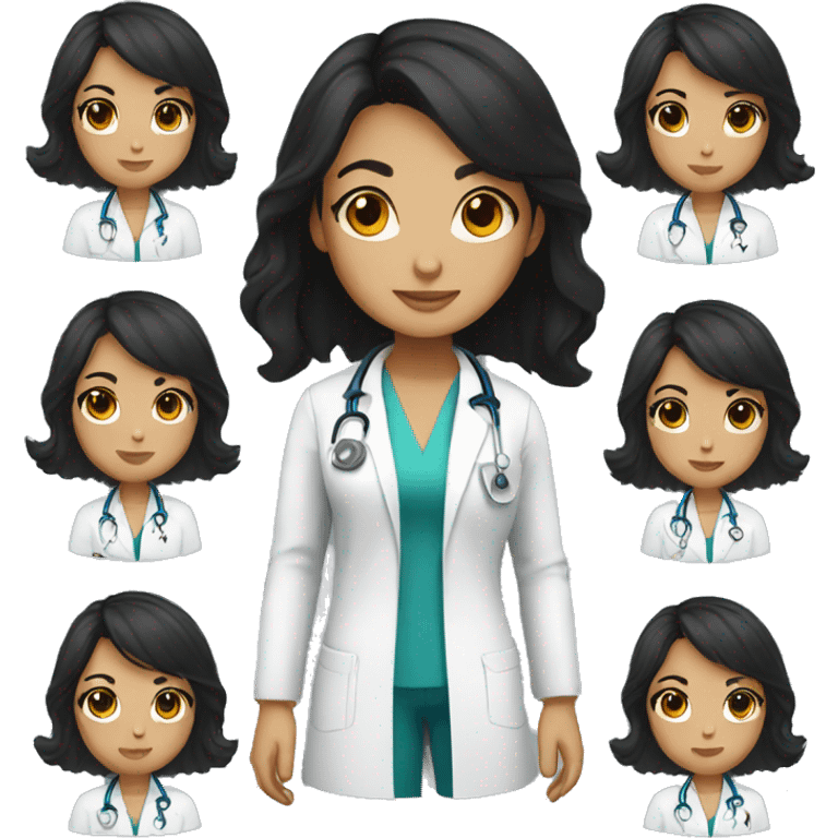 physician girl with black hair emoji