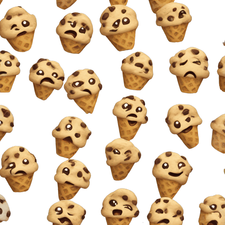 chocolate chip cookie dough ice cream with a face emoji