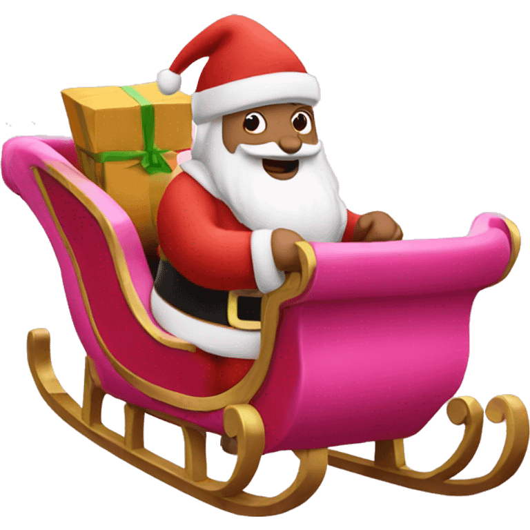 santa on a pink sleigh emoji