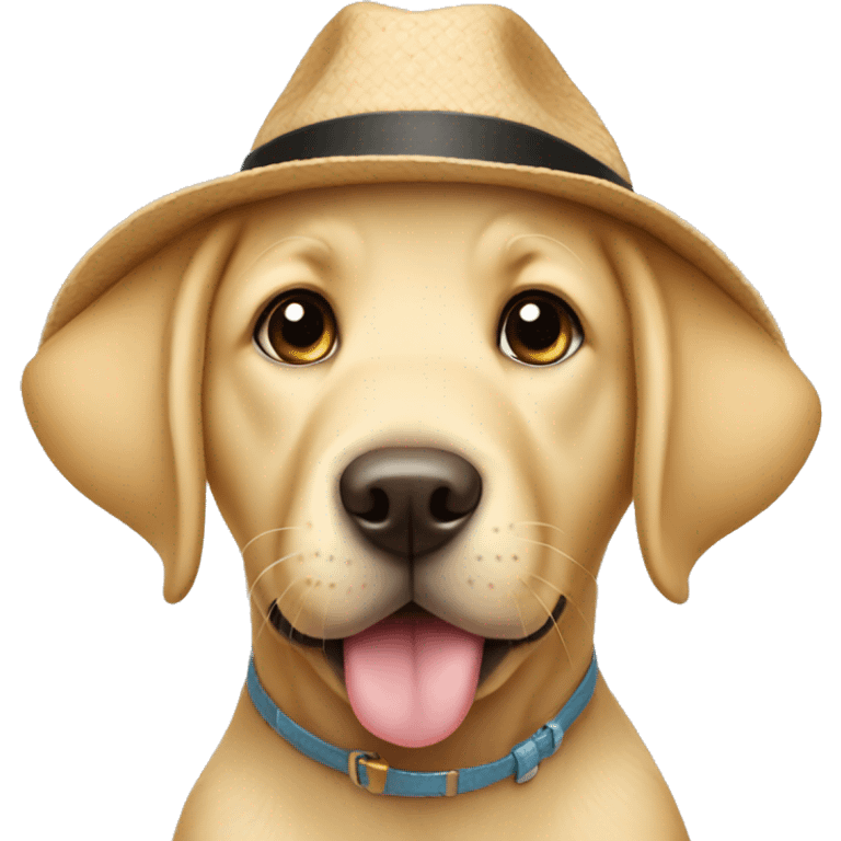 Labrador puppy wearing a hat emoji