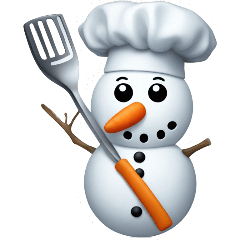 snowman with chefs hat and kitchen utensil emoji