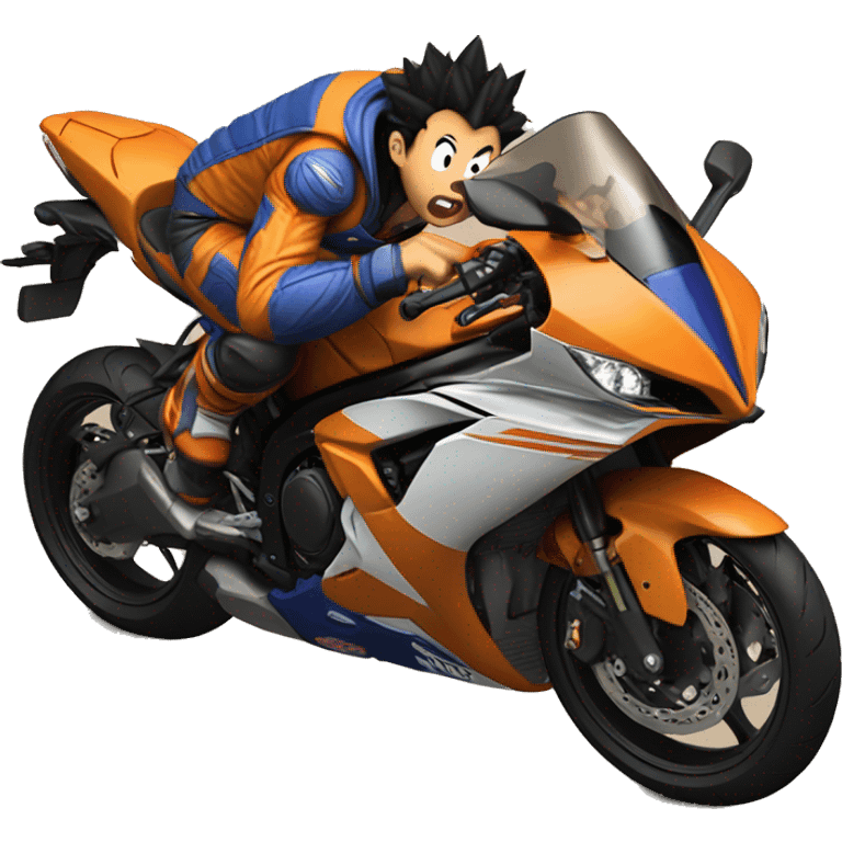 Goku riding a Yamaha r6 emoji