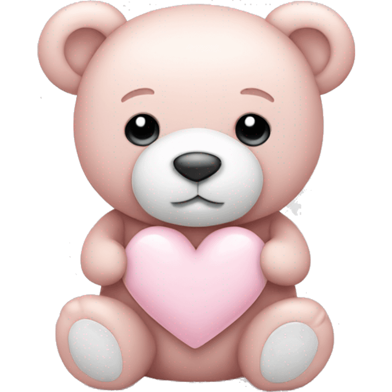 Light pink teddy bear with white heart emoji