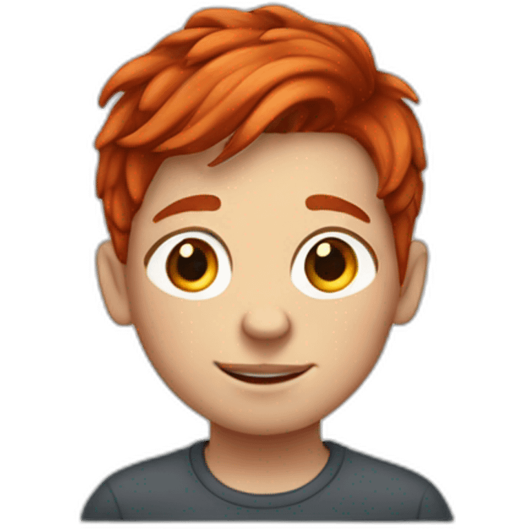 8 year old boy with red hair combed to the side and freckles emoji