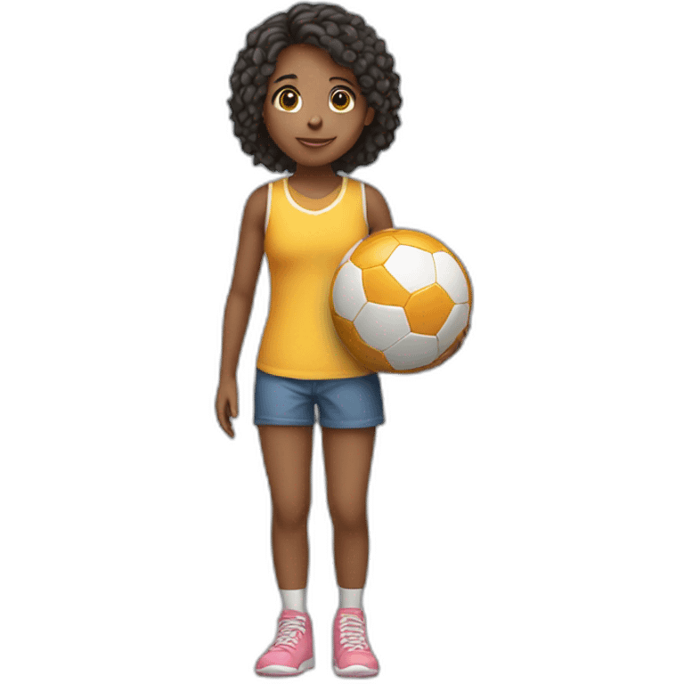 a young girl with a ball in full growth emoji