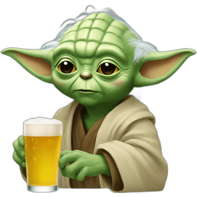 Yoda drinking beer emoji