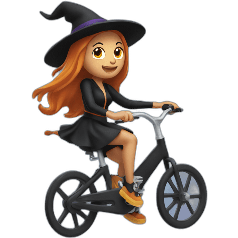 Cute witch riding spin bike emoji