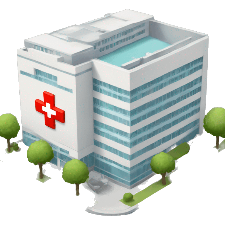 Hospital with a big red cross on it emoji