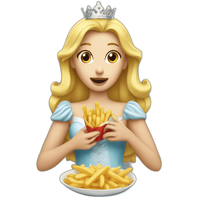 blond princess eating fries emoji