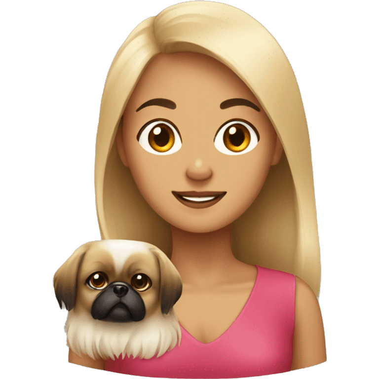 Women with Pekingese emoji