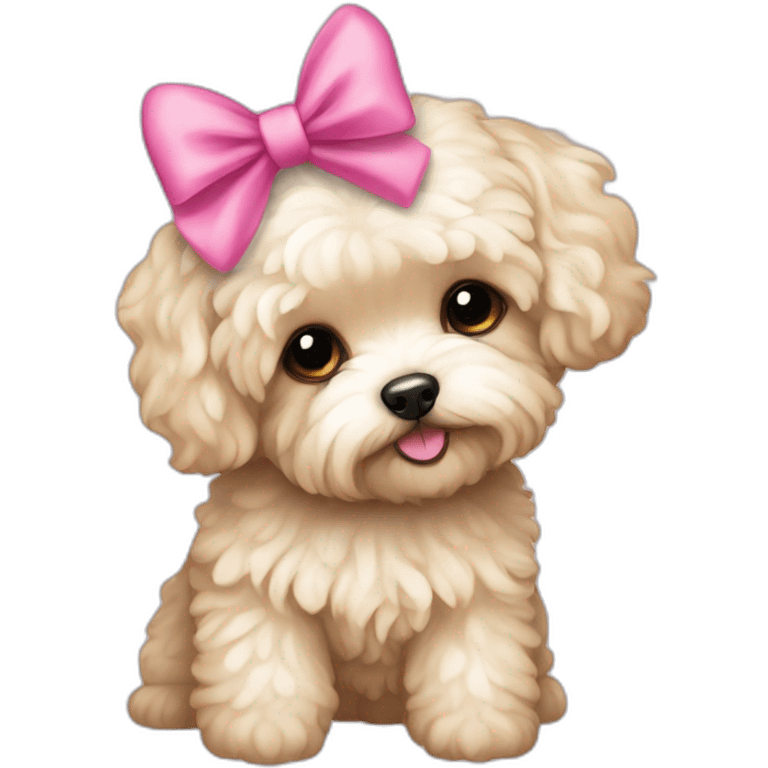 Maltipoo, with pink bow emoji