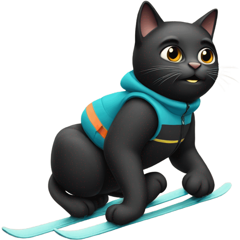 Black cat skiing  emoji