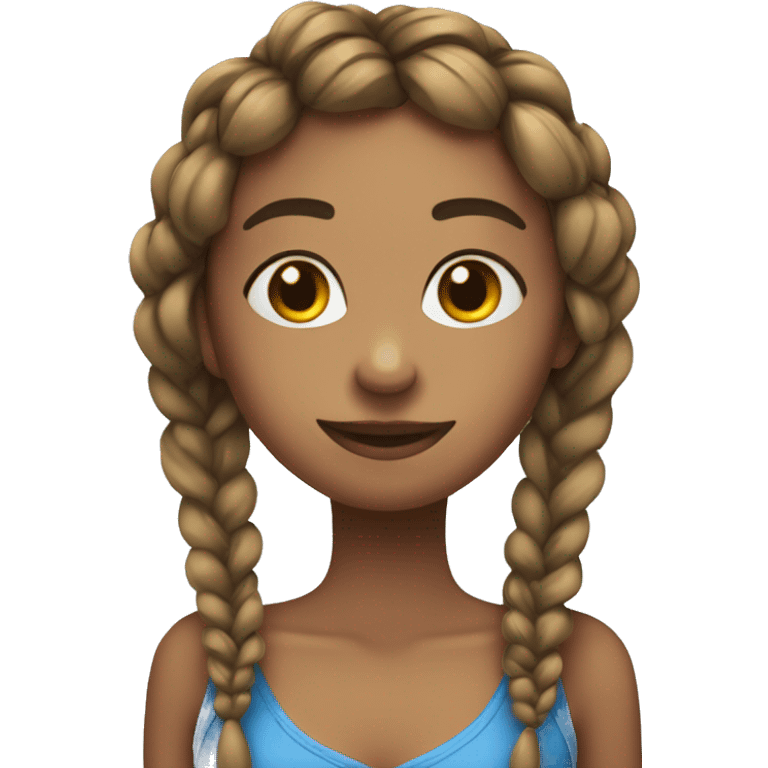 Chica con trenzas y corazones azules  emoji