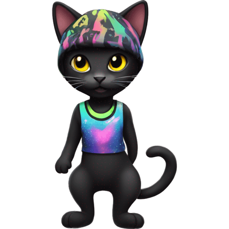 Black cat in rave wear emoji