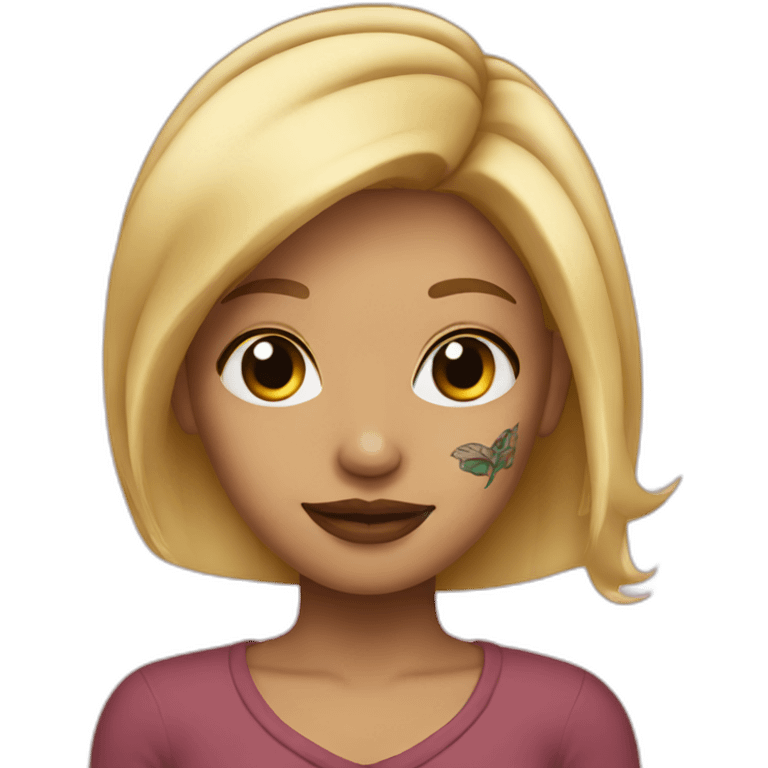 Blonde with a tattoo emoji