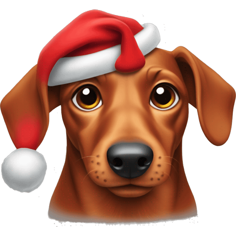 Red dachshund in Santa hat emoji