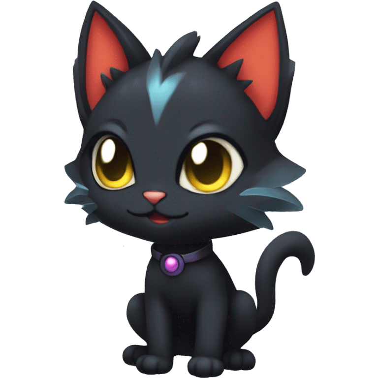 Cool Cute Edgy Black Dark Chibi Cat-Noibat-Noivern-Litten-Fakémon-hybrid emoji