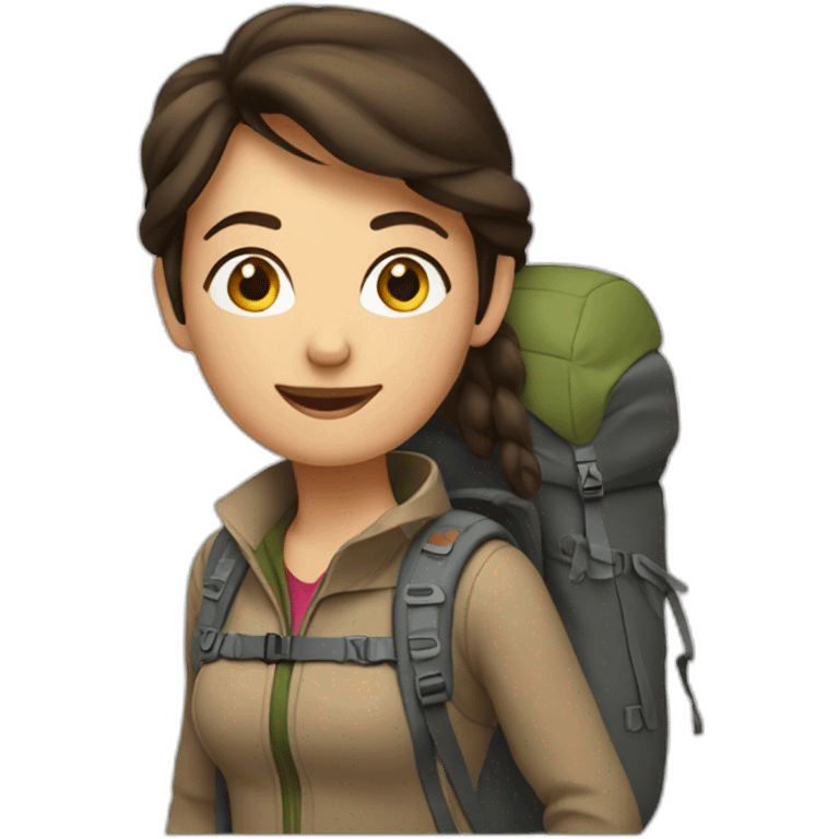 Brunette hiking woman emoji