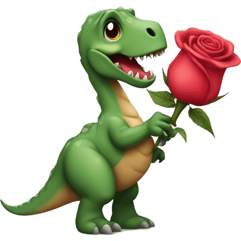 Dinosaur holding a rose  emoji