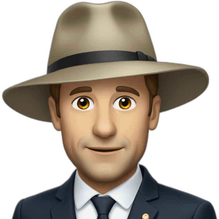 Macron avec un chapeau emoji