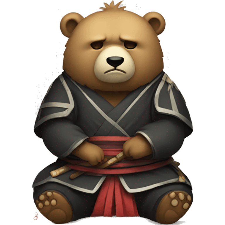 sad samurai bear with tears coz he lost in poker emoji