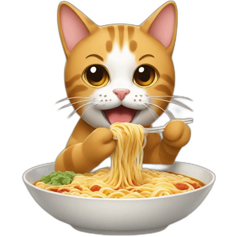 Cat eating ramen emoji