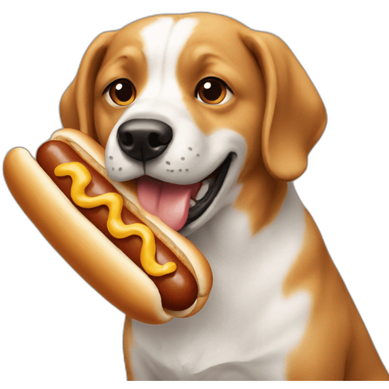 A dog eating a hot dog emoji