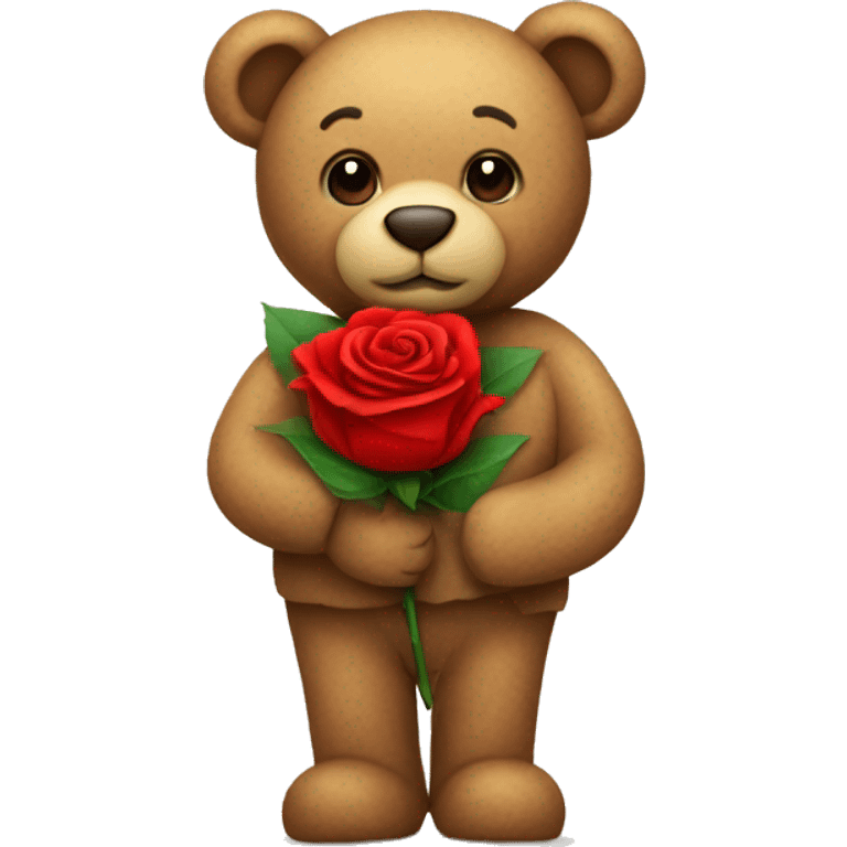 Teddy Bear holding a red rose  emoji