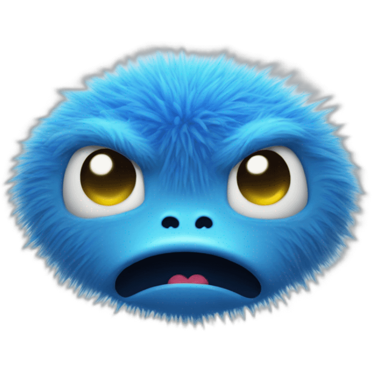 Cartoony blue fuzzy alien as  Face with Hand Over Mouth Emoji emoji