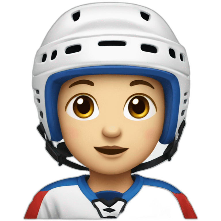 baby hockey player wearing red helmet emoji