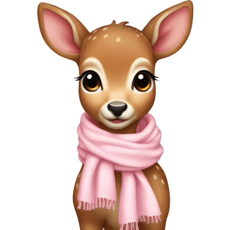 Baby deer wearing a light pink scarf emoji