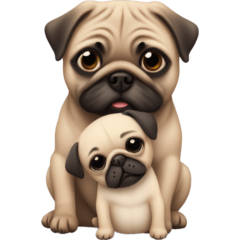 Pug with baby hugging  emoji